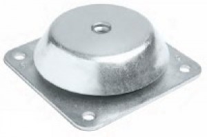 Bell-shaped anti-vibration mount with square based threaded nut