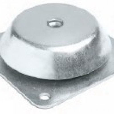Bell-shaped anti-vibration mount with square based threaded nut