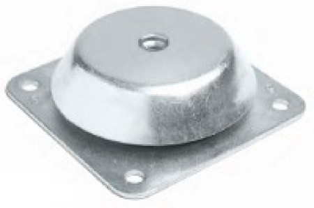 Bell-shaped anti-vibration mount with square based threaded nut